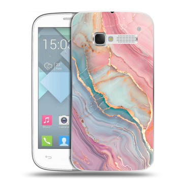 Пластиковый чехол на Alcatel One Touch Pop C5 с принтом розовый мрамор