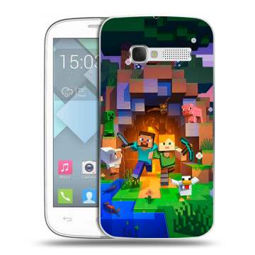 Пластиковый чехол на Alcatel One Touch Pop C5 с принтом Майнкрафт Minecraft Пластиковый чехол на Alcatel One Touch Pop C5 с принтом Майнкрафт Minecraft