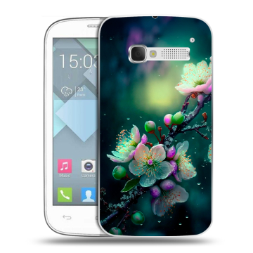 Пластиковый чехол на Alcatel One Touch Pop C5 с принтом Цветы и мрамор Пластиковый чехол на Alcatel One Touch Pop C5 с принтом Цветы и мрамор