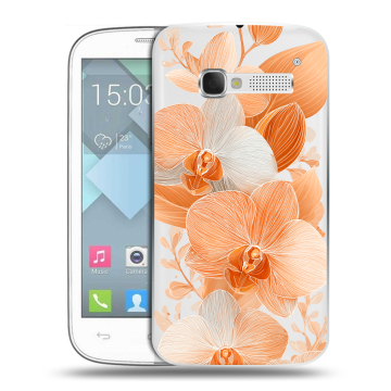 Пластиковый чехол на Alcatel One Touch Pop C5 с принтом Бежевые цветы Пластиковый чехол на Alcatel One Touch Pop C5 с принтом Бежевые цветы