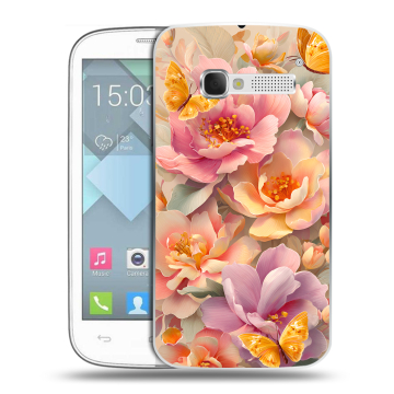 Пластиковый чехол на Alcatel One Touch Pop C5 с принтом Цветы и бабочки Пластиковый чехол на Alcatel One Touch Pop C5 с принтом Цветы и бабочки