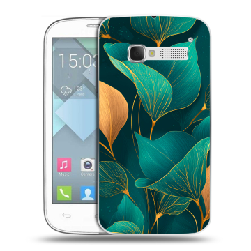 Пластиковый чехол на Alcatel One Touch Pop C5 с принтом Листья и золото Пластиковый чехол на Alcatel One Touch Pop C5 с принтом Листья и золото