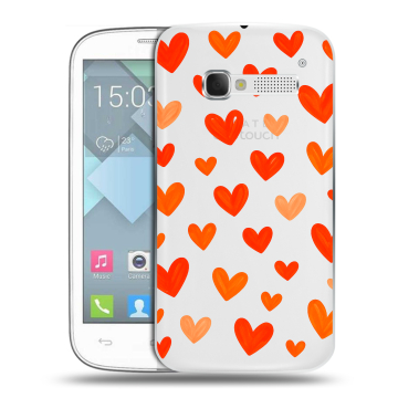 Пластиковый чехол на Alcatel One Touch Pop C5 с принтом Сердечки Пластиковый чехол на Alcatel One Touch Pop C5 с принтом Сердечки