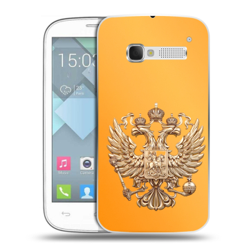 Пластиковый чехол на Alcatel One Touch Pop C5 с принтом Герб Флаг России