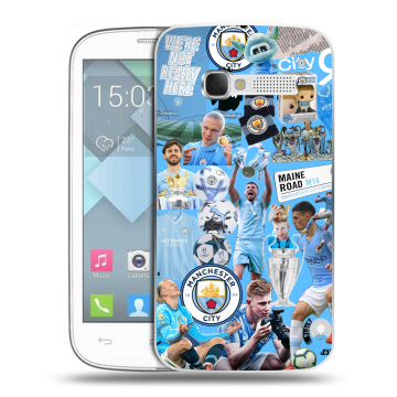 Пластиковый чехол на Alcatel One Touch Pop C5 с принтом Man City Манчестер Сити