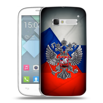 Пластиковый чехол на Alcatel One Touch Pop C5 с принтом Флаг России