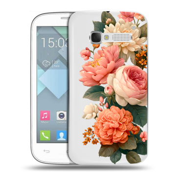 Пластиковый чехол на Alcatel One Touch Pop C5 с принтом цветы