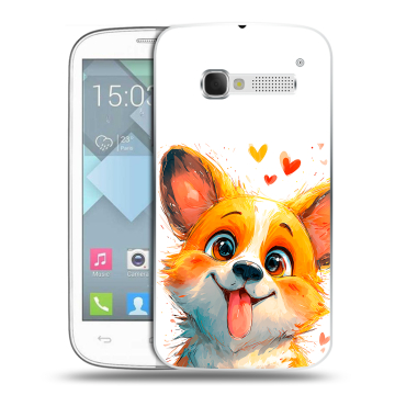Пластиковый чехол на Alcatel One Touch Pop C5 с принтом корги Пластиковый чехол на Alcatel One Touch Pop C5 с принтом корги