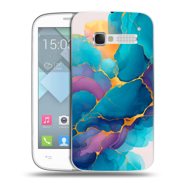 Пластиковый чехол на Alcatel One Touch Pop C5 с принтом Мрамор блестки