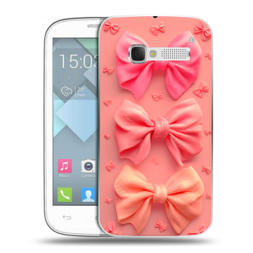 Пластиковый чехол на Alcatel One Touch Pop C5 с принтом Розовые бантики Пластиковый чехол на Alcatel One Touch Pop C5 с принтом Розовые бантики