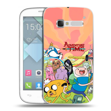 Пластиковый чехол на Alcatel One Touch Pop C5 с принтом Adventure time Время приключений