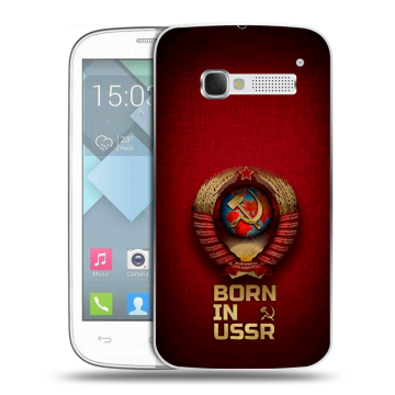 Пластиковый чехол на Alcatel One Touch Pop C5 с принтом Флаг Герб СССР