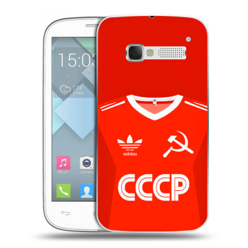 Пластиковый чехол на Alcatel One Touch Pop C5 с принтом Флаг Герб СССР