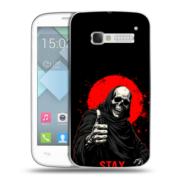 Пластиковый чехол на Alcatel One Touch Pop C5 с принтом смешной скелет