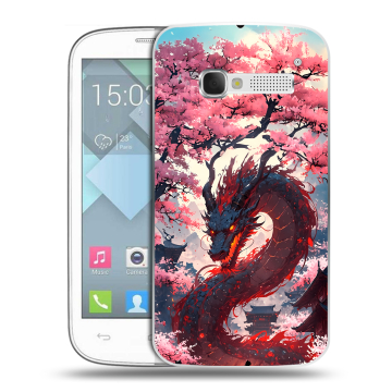 Пластиковый чехол на Alcatel One Touch Pop C5 с принтом Дракон Японский