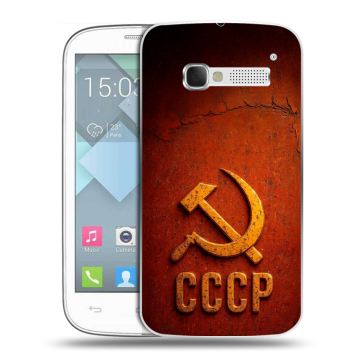 Пластиковый чехол на Alcatel One Touch Pop C5 с принтом Флаг Герб СССР Пластиковый чехол на Alcatel One Touch Pop C5 с принтом Флаг Герб СССР