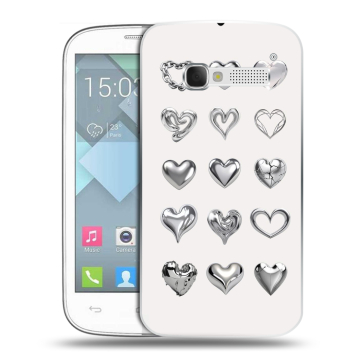 Пластиковый чехол на Alcatel One Touch Pop C5 с принтом Y2K сердечки Пластиковый чехол на Alcatel One Touch Pop C5 с принтом Y2K сердечки