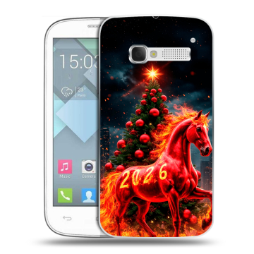 Пластиковый чехол на Alcatel One Touch Pop C5 с принтом Новый год