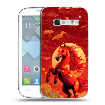 Пластиковый чехол на Alcatel One Touch Pop C5 с принтом Новый год