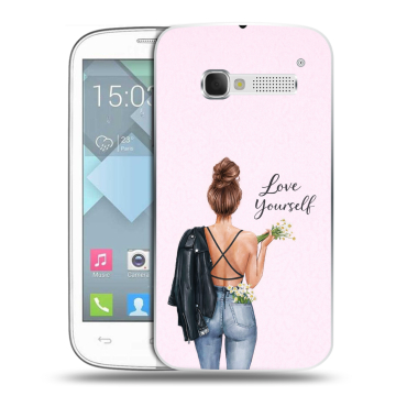 Пластиковый чехол на Alcatel One Touch Pop C5 с принтом женский Пластиковый чехол на Alcatel One Touch Pop C5 с принтом женский