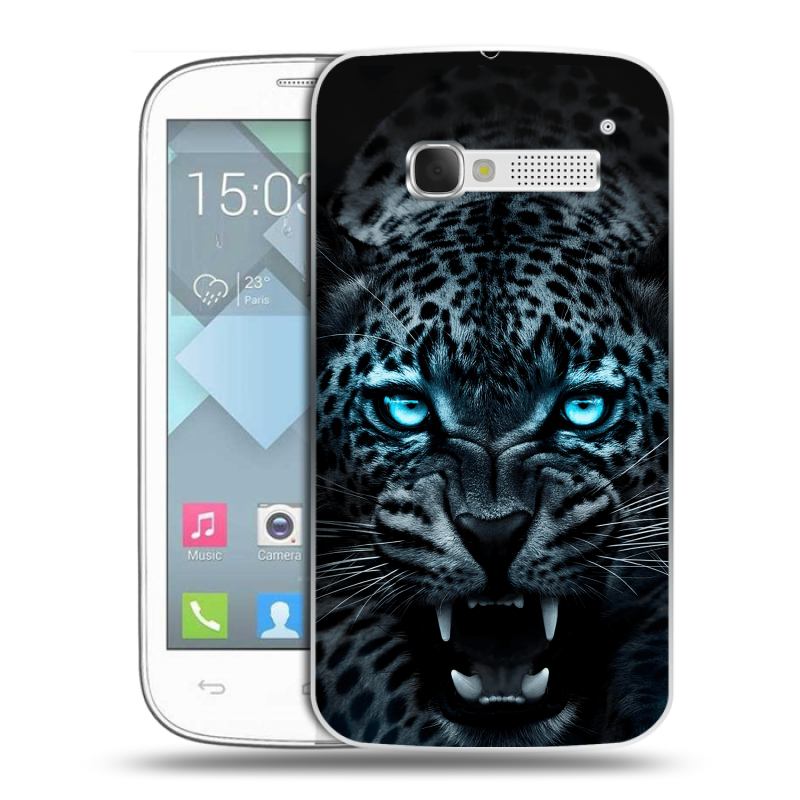 Пластиковый чехол на Alcatel One Touch Pop C5 с принтом Темный леопард Пластиковый чехол на Alcatel One Touch Pop C5 с принтом Темный леопард