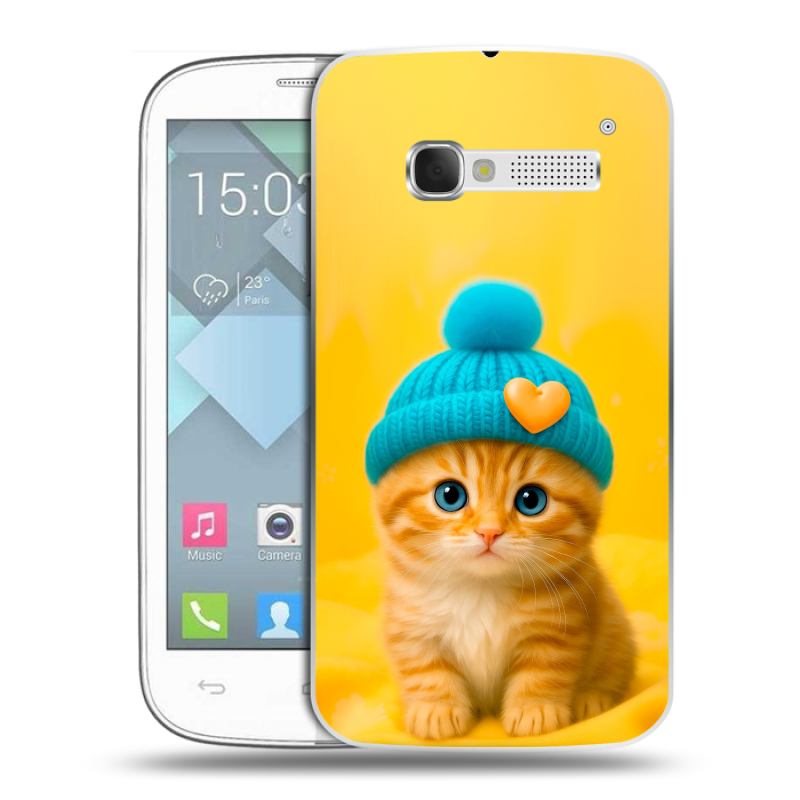 Пластиковый чехол на Alcatel One Touch Pop C5 с принтом Котенок в шапке Пластиковый чехол на Alcatel One Touch Pop C5 с принтом Котенок в шапке