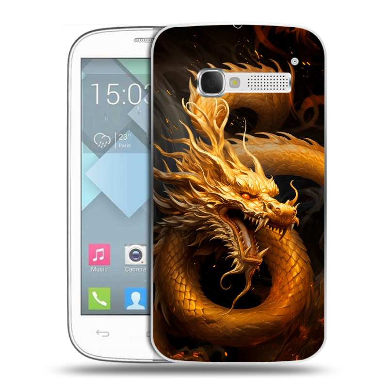 Пластиковый чехол на Alcatel One Touch Pop C5 с принтом Золотой дракон Пластиковый чехол на Alcatel One Touch Pop C5 с принтом Золотой дракон