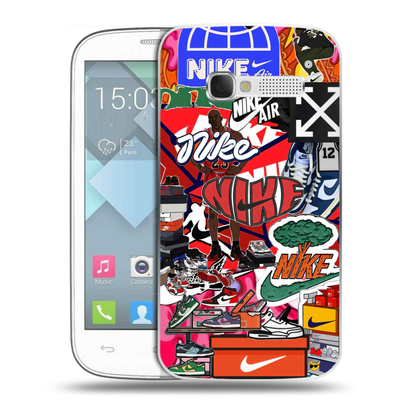 Пластиковый чехол на Alcatel One Touch Pop C5 с принтом Найк Nike яркий Пластиковый чехол на Alcatel One Touch Pop C5 с принтом Найк Nike яркий