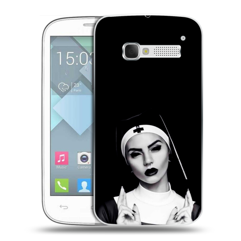 Пластиковый чехол на Alcatel One Touch Pop C5 с принтом монашка Пластиковый чехол на Alcatel One Touch Pop C5 с принтом монашка