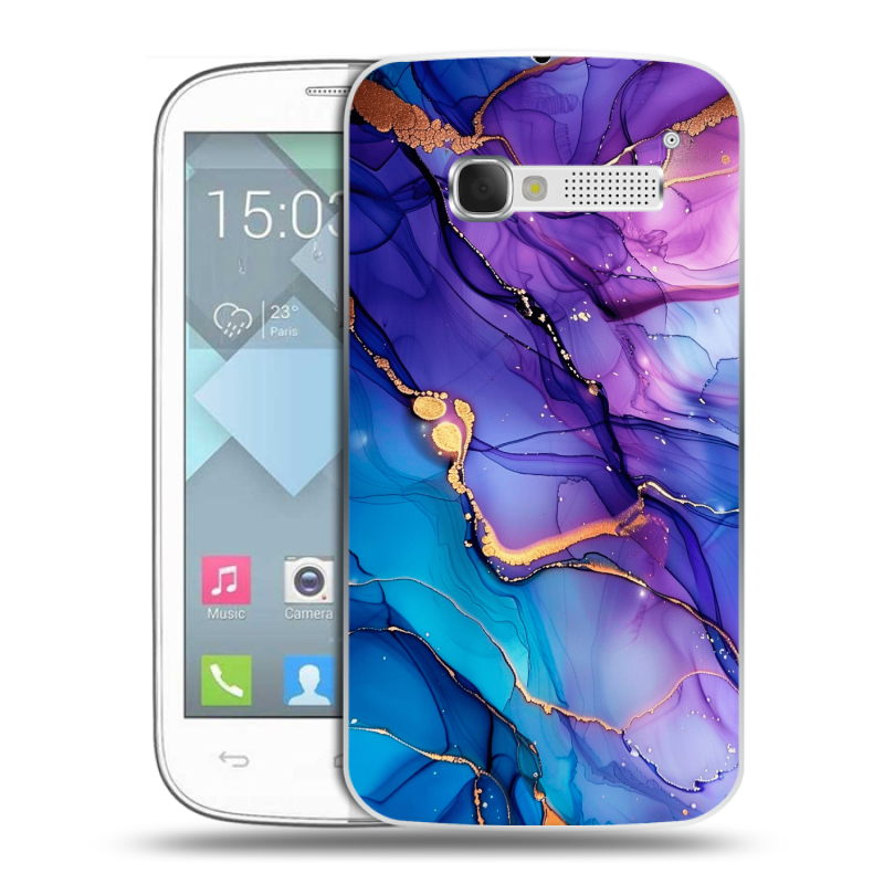 Пластиковый чехол на Alcatel One Touch Pop C5 с принтом синий мрамор Пластиковый чехол на Alcatel One Touch Pop C5 с принтом синий мрамор