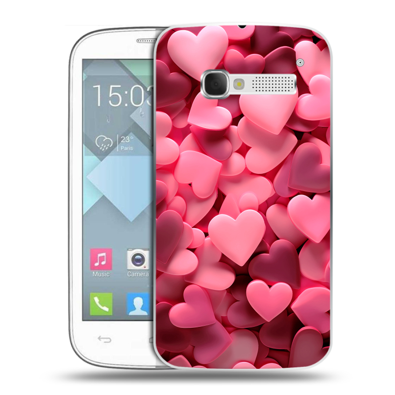 Пластиковый чехол на Alcatel One Touch Pop C5 с принтом розовые сердечки Пластиковый чехол на Alcatel One Touch Pop C5 с принтом розовые сердечки