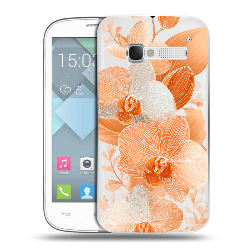 Пластиковый чехол на Alcatel One Touch Pop C5 с принтом Бежевые цветы Пластиковый чехол на Alcatel One Touch Pop C5 с принтом Бежевые цветы