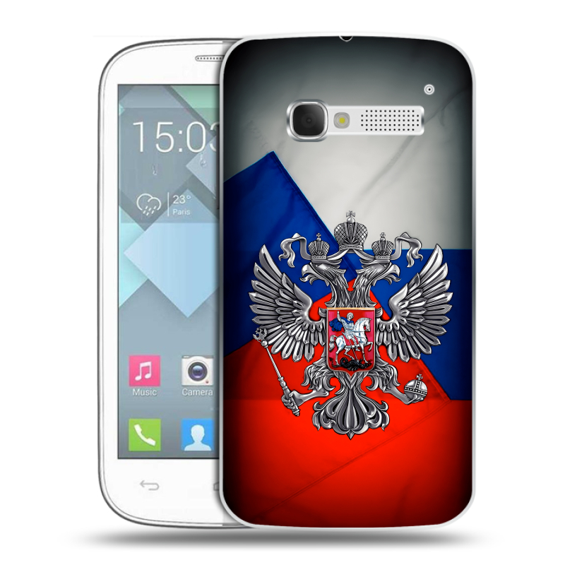 Пластиковый чехол на Alcatel One Touch Pop C5 с принтом Флаг России Пластиковый чехол на Alcatel One Touch Pop C5 с принтом Флаг России