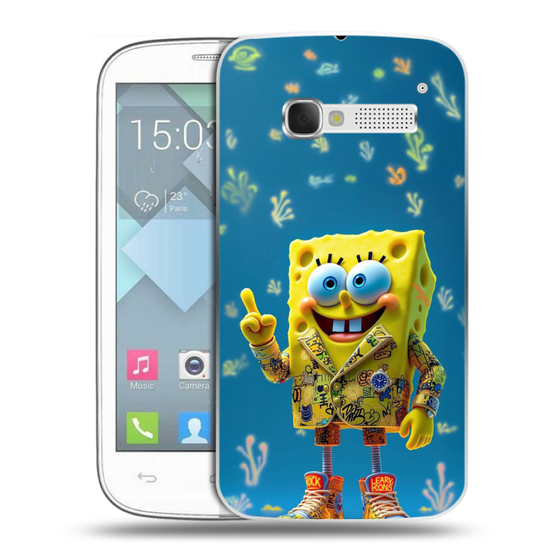 Пластиковый чехол на Alcatel One Touch Pop C5 с принтом Спанч боб Спанчбоб Пластиковый чехол на Alcatel One Touch Pop C5 с принтом Спанч боб Спанчбоб