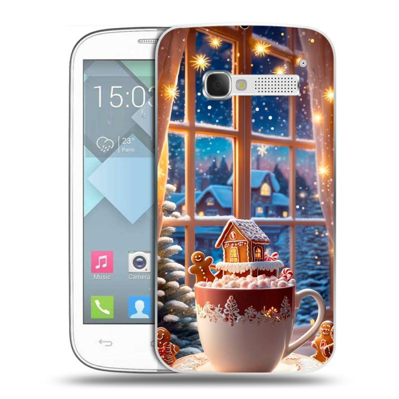 Пластиковый чехол на Alcatel One Touch Pop C5 с принтом Новый год Пластиковый чехол на Alcatel One Touch Pop C5 с принтом Новый год