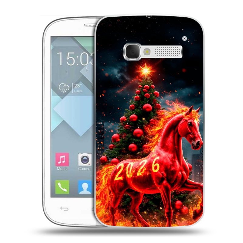 Пластиковый чехол на Alcatel One Touch Pop C5 с принтом Новый год Пластиковый чехол на Alcatel One Touch Pop C5 с принтом Новый год