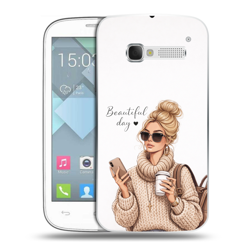 Пластиковый чехол на Alcatel One Touch Pop C5 с принтом женский Пластиковый чехол на Alcatel One Touch Pop C5 с принтом женский
