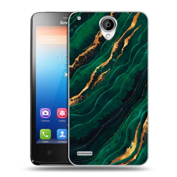 Пластиковый чехол на Lenovo S890 IdeaPhone с принтом Мрамор зеленое золото