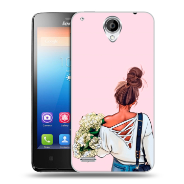 Пластиковый чехол на Lenovo S890 IdeaPhone с принтом Девушка и букет