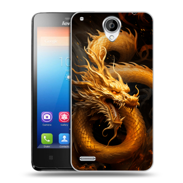 Пластиковый чехол на Lenovo S890 с принтом Золотой дракон Пластиковый чехол на Lenovo S890 с принтом Золотой дракон
