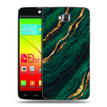 Силиконовый чехол на LG G Pro Lite Dual с принтом Мрамор зеленое золото