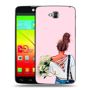 Силиконовый чехол на LG G Pro Lite Dual с принтом Девушка и букет
