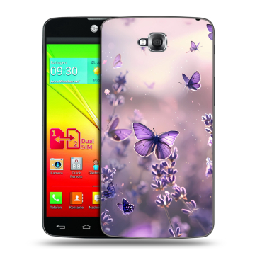 Силиконовый чехол на LG G Pro Lite Dual с принтом бабочки и лаванда