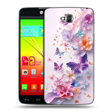 Силиконовый чехол на LG G Pro Lite Dual с принтом цветы бабочки Силиконовый чехол на LG G Pro Lite Dual с принтом цветы бабочки