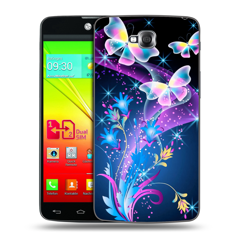 Силиконовый чехол на LG G Pro Lite Dual с принтом Бабочки Силиконовый чехол на LG G Pro Lite Dual с принтом Бабочки