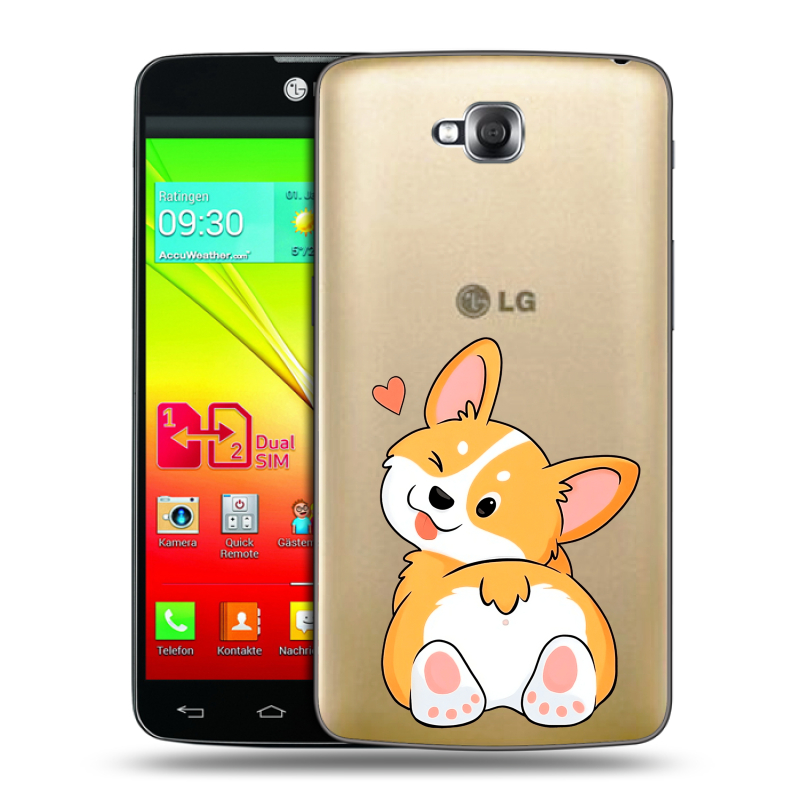 Силиконовый чехол на LG G Pro Lite Dual с принтом Корги Силиконовый чехол на LG G Pro Lite Dual с принтом Корги