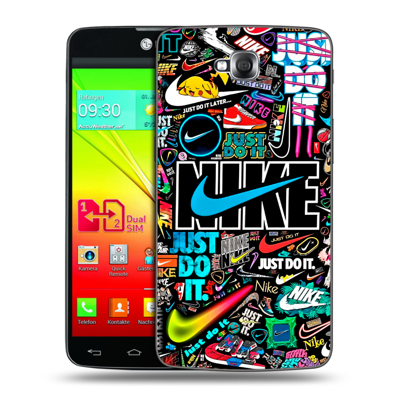 Силиконовый чехол на LG G Pro Lite Dual с принтом найк nike черный Силиконовый чехол на LG G Pro Lite Dual с принтом найк nike черный