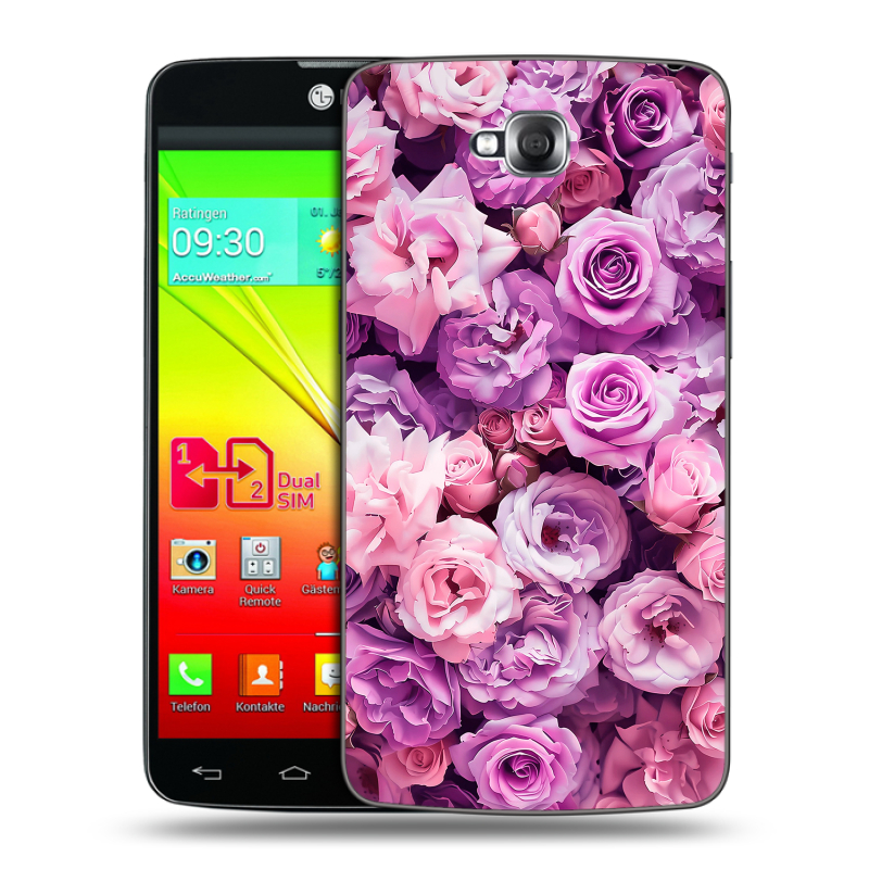 Силиконовый чехол на LG G Pro Lite Dual с принтом лавандовые розы Силиконовый чехол на LG G Pro Lite Dual с принтом лавандовые розы