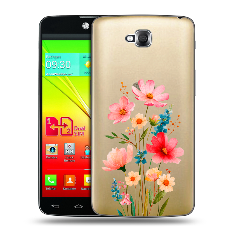 Силиконовый чехол на LG G Pro Lite Dual с принтом Цветы Силиконовый чехол на LG G Pro Lite Dual с принтом Цветы