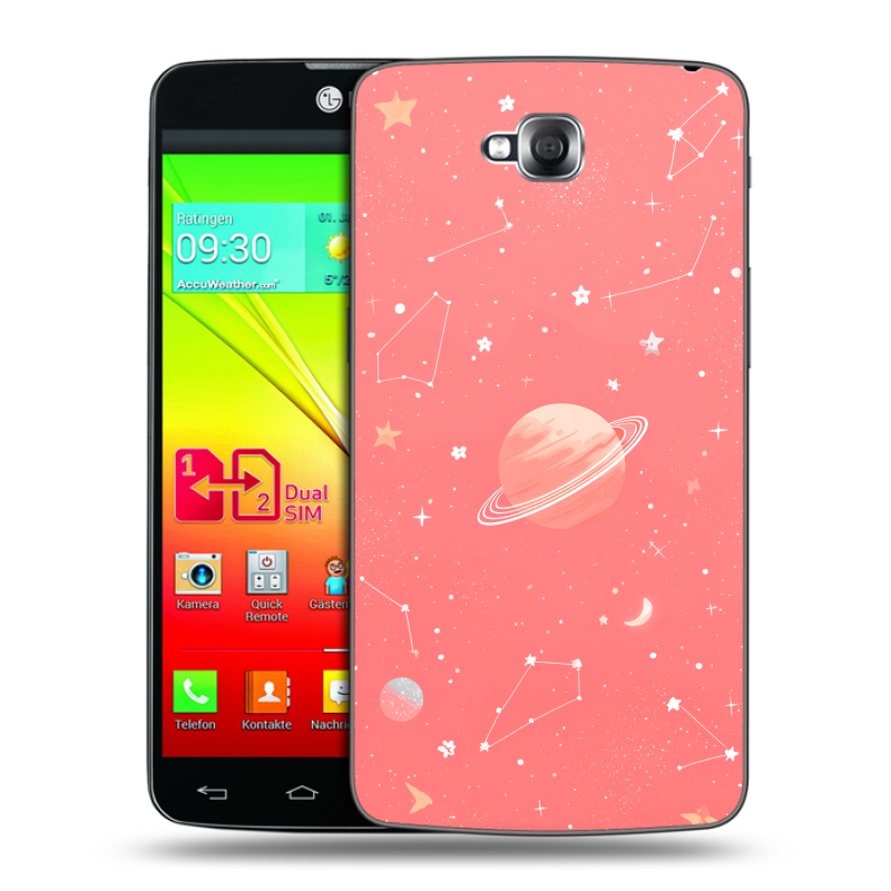 Силиконовый чехол на LG G Pro Lite Dual с принтом Розовый космос Силиконовый чехол на LG G Pro Lite Dual с принтом Розовый космос